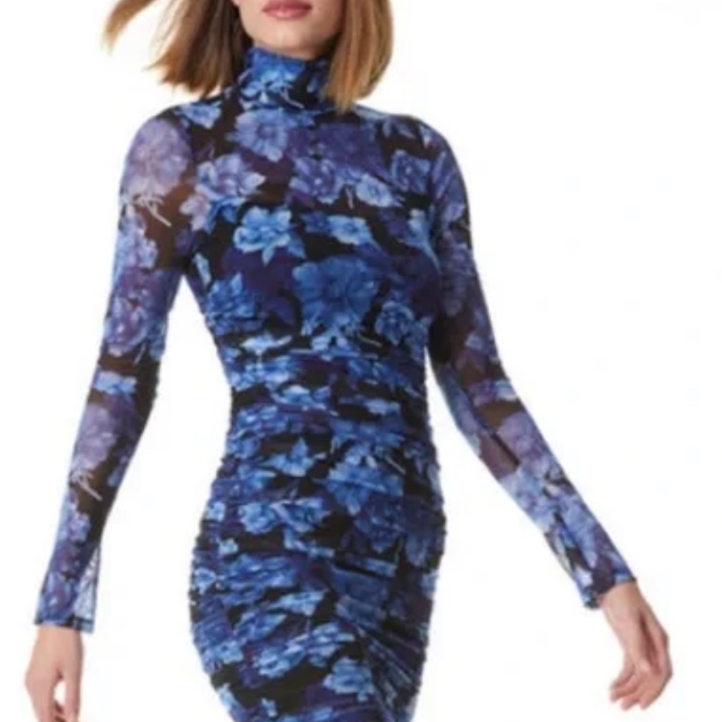 Alice + Olivia Delora Turtleneck Mesh Dress